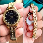 GUCC_I LADIES JAPAN MOVEMENT GOLD BLACK