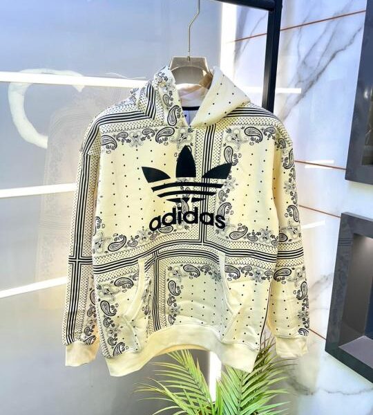 Adida s Imported Allover Print Cream Super Premium Hoodie F3311-CR