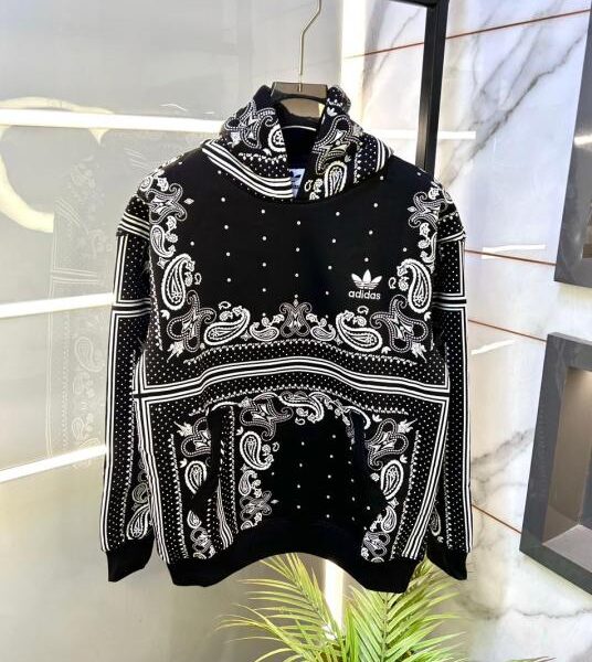 Adida s Imported Allover Print Black Super Premium Hoodie F3311-B3