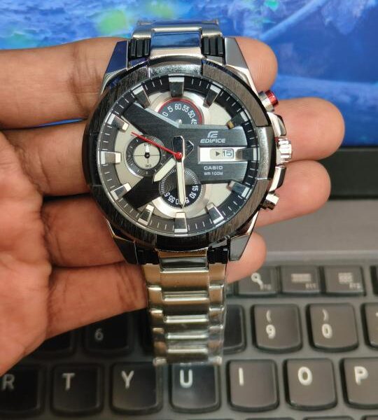 Casio Edifice 540 Silver Black Dial Premium AT376