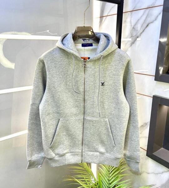 Louis_Vuitton Logo Imported Grey Super Premium Hoodie F3239-GY