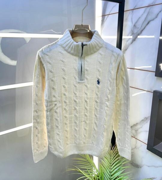 Ralph_Lauren White Imported knitted Super Premium Pullovers F3265-WH