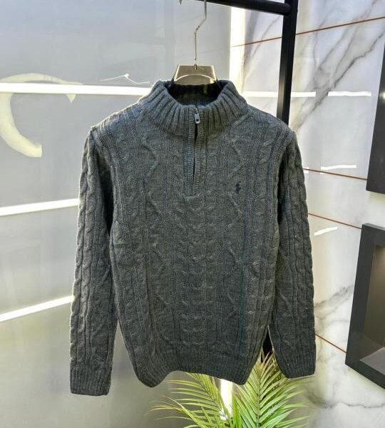 Ralph_Lauren Grey Imported knitted Super Premium Pullovers F3265-GY