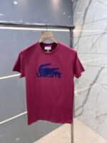 Lacost e TomatoRed Premium Imported 200 GSM Interlock Lycra Fabric Round Neck Printed Logo Tshirt 2663 - Image 2