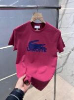 Lacost e TomatoRed Premium Imported 200 GSM Interlock Lycra Fabric Round Neck Printed Logo Tshirt 2663 - Image 3