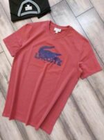 Lacost e TomatoRed Premium Imported 200 GSM Interlock Lycra Fabric Round Neck Printed Logo Tshirt 2663 - Image 4