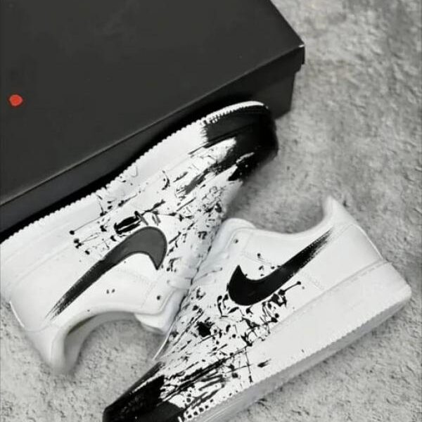 Nik e Air Force 1 Custom Low Drip Splatter white and black